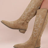 Vintage Embroidered Mid-Calf Boots