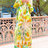 Tailored Silhouette Floral Print Pants Set