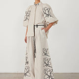 Casual Linen Floral Suit