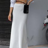 High Waist Slim Package Hip Slit Skirt