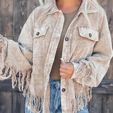 Fringed Washed Corduroy Jacket