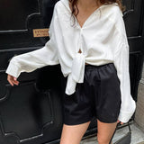 Tie-front Button Down Silk Shirt