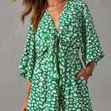 V-Neck Pocketed Tie Romper