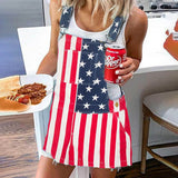 Independence Day Flag Print Pocket Strap Mini Dress
