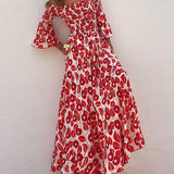 Floral Print Smocked Off Shoulder Pocketed Maxi Dress