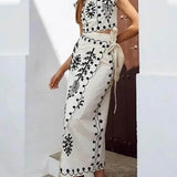 Ethnic Print Crop Top & Tire-up Wrap Midi Skirts Set
