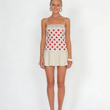 Cream & Red Polka Dot Lace Mini Dress
