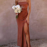 Fashionable Slit Suspender Dress