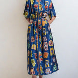Unique Graffiti Fun Print Midi Dress