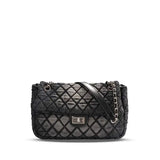 Washed Denim Quilted Chain Crossbody Bag
