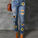 Fashionable Slim Fit Printed Jeans