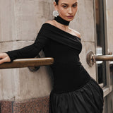 Off-the-shoulder Petal Hem Dress