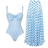 Printed One-Piece Skirted Swimsuit Set