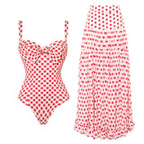 Pink Printed Skirted One-Piece Swimsuit Set