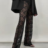 Lace High-Length Straight Pants