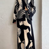 Trendy Graffiti Print Loose Wide Leg Pants Set