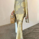Elegant Floral Irregular Skirt Suit