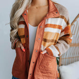 Striped Contrast Fur Coat