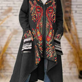 Floral Open Hooded Knit Blend Shrug Coat