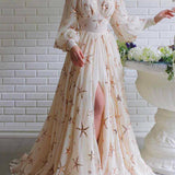 Sequined Chiffon Maxi Dress