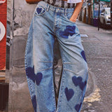 Casual Loose Mid-Rise Straight Jeans
