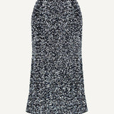 Sequin Decorated Velvet Skirt In Silver