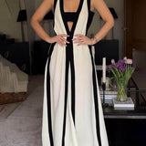 Reversible Style Colorblock A-Line Maxi Dress