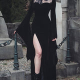 Halloween Sexy Slit Skirt Witch Maxi Dress