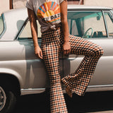Versatile Casual Plaid Bootcut Trousers