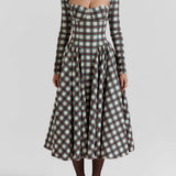 Red Tartan Corset Midi Dress