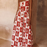 Floral Trim Unique Printed One Shoulder Flared Maxi Dress