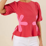 Izzie Contrast Floral Self-Ties Top