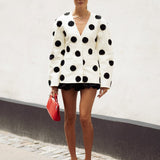 Puff Dot V Neck Blazer