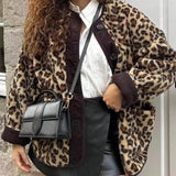 Casual Loose Leopard Print Long Sleeve Jacket
