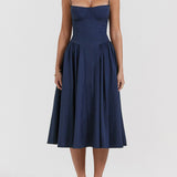 V-Neck Strapless Midi Dress