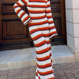 Zigzag Pattern Crochet Open Back Maxi Dress