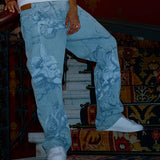 Cupid Print Washed Blue Jeans