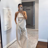 One-Shoulder Striped Two-Piece Set