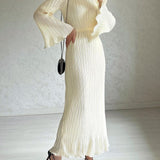 Pleated Bell Sleeve Maxi Dress