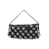 Checkerboard Chain Top Handle Shoulder Bag