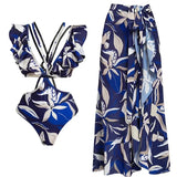 Off-Shoulder Tie-String Printed Cutout Monokini