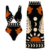 Printed One Piece Swimsuit and Bikini Set
