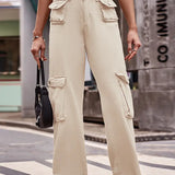 Multi-Pocket Utility Denim Cargo Pants