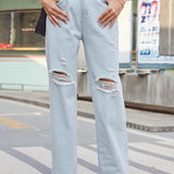 Light Wash Vintage Distressed Denim Pants