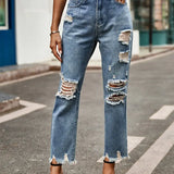 Trendy Frayed Slim-Fit Cropped Jeans