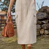 Casual Tie-Waist Denim Skirt
