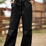 Vintage Street Style Drawstring Cargo Joggers