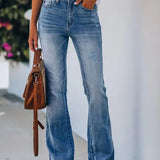 Flattering High-Waist Denim Bell-Bottoms