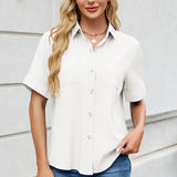 Relaxed Fit Short-Sleeve Denim-Look Shirt