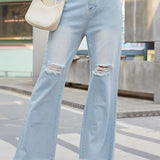 Vintage Wide-Leg Ripped Flare Jeans